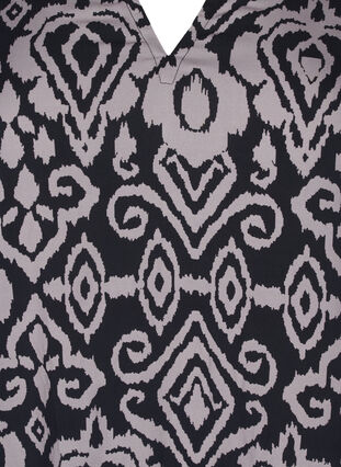 Zizzi Blouse met print en 3/4 mouwen, Black AOP, Packshot image number 2