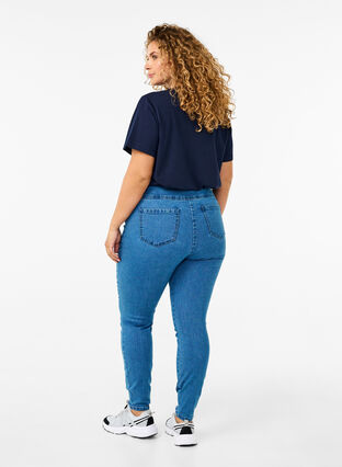 Zizzi Stretchy jeggings met hoge taille, Light Blue, Model image number 1