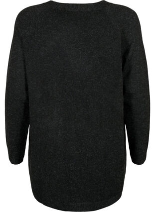 Zizzi Gebreide gemêleerde pullover met parelknopen aan de zijkanten	, Dark Grey Melange, Packshot image number 1