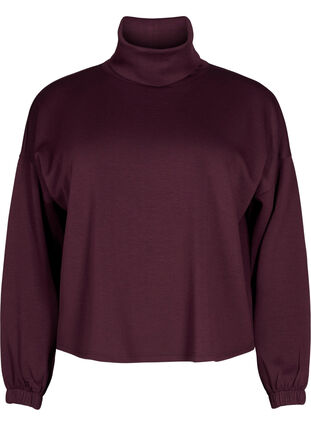 Zizzi Blouse met turtleneck in modalmix, Fig, Packshot image number 0