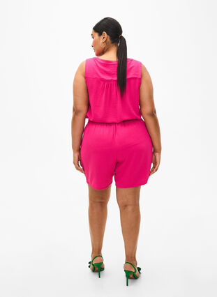 Zizzi Korte broek met zakken en elastische tailleband, Pink Peacock, Model image number 1