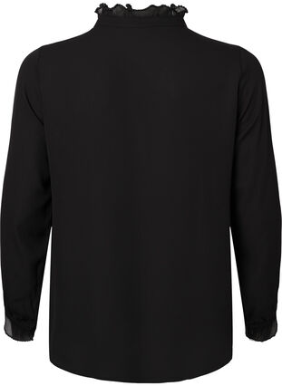 Zizzi Shirt blouse met ruches, Black, Packshot image number 1