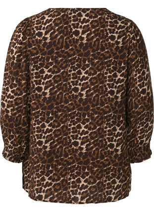 Zizzi Luipaardprint blouse met 3/4 mouwen, Leo AOP, Packshot image number 1