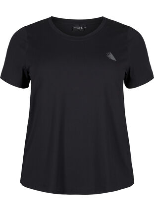 Zizzi Slim fit sport T-shirt met ronde hals, Black, Packshot image number 0