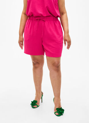 Zizzi Korte broek met zakken en elastische tailleband, Pink Peacock, Model image number 2