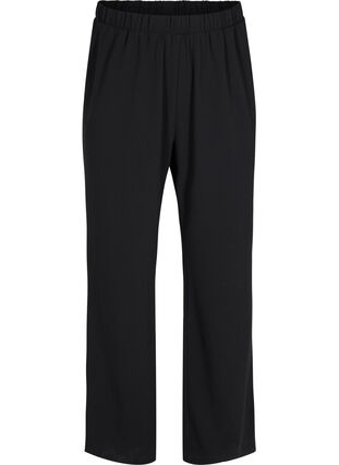 Zizzi Flared broek met elastiek in de taille, Black, Packshot image number 0