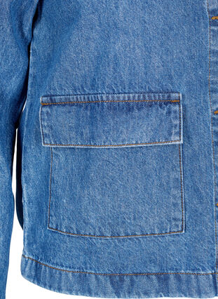 Zizzi Denim overhemdjasje met zakken, Blue Denim, Packshot image number 3