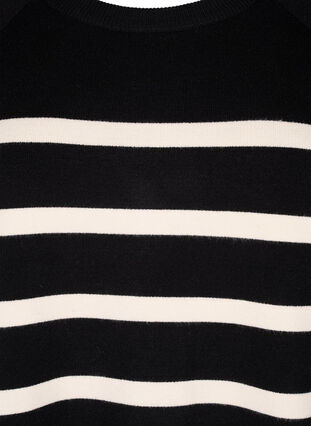 Zizzi Gebreide blouse met 3/4 mouwen en strepen, Black Birch Stripes, Packshot image number 2