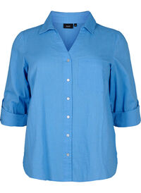 Shirt blouse met knoopsluiting van katoen-linnenmix