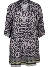 Korte jurk met print en A-vorm, Black AOP