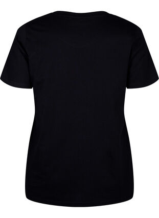 Zizzi Katoenen T-shirt met strik, Black W. White, Packshot image number 1
