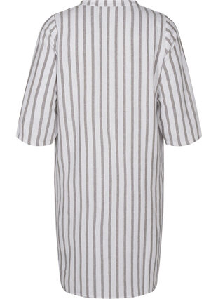 Zizzi Gestreepte tuniek van linnen-viscose mix, White Stripe, Packshot image number 1