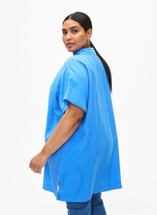 Zizzi Lang shirt van viscose met korte mouwen, Marina, Model image number 1
