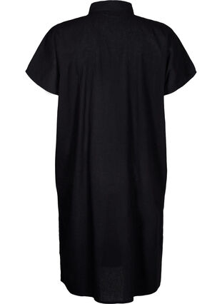 Zizzi Lang shirt van katoenmix met linnen, Black, Packshot image number 1