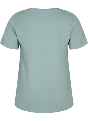 Zizzi Basic t-shirt in effen kleur met katoen, Chinois Green, Packshot image number 1