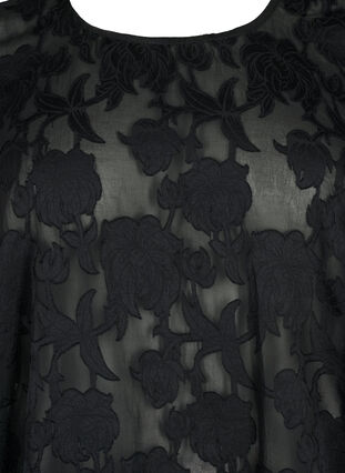 Zizzi Jacquard blouse met smokwerk, Black, Packshot image number 2