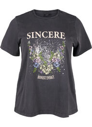 T-shirt van biologisch katoen met print, D.Grey Wash Sincere