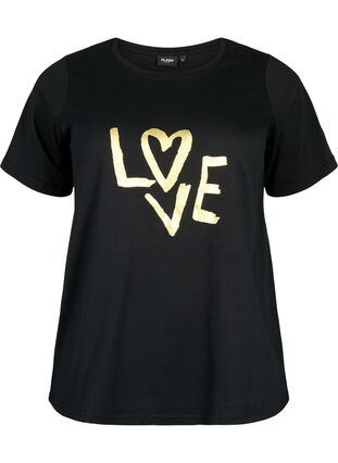 Zizzi FLASH - T-shirt met motief, Black Heart, Packshot image number 0