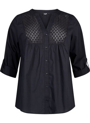 Zizzi FLASH - Shirt met gehaakt detail, Black, Packshot image number 0