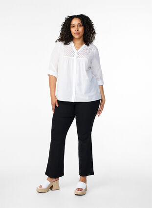 Zizzi FLASH - Shirt met gehaakt detail, Bright White, Model image number 2