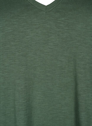 Zizzi Basic t-shirt met korte mouwen en v-hals, Thyme, Packshot image number 2
