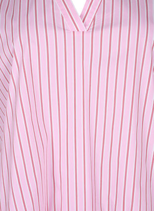 Zizzi Gestreepte blouse met peplum en ruches, Pink Red Stripe, Packshot image number 2