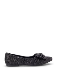 Wijde glitter ballerina met strik, Black