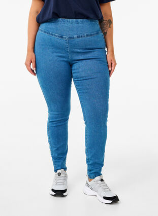 Zizzi Stretchy jeggings met hoge taille, Light Blue, Model image number 2