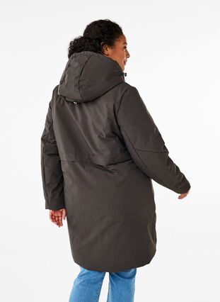 Zizzi Winterjas met verstelbare taille, Raven, Model image number 1