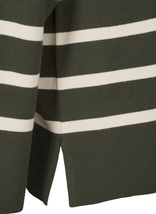 Zizzi Gestreepte gebreide blouse met ronde hals, D. Bag Birch Stripe, Packshot image number 3