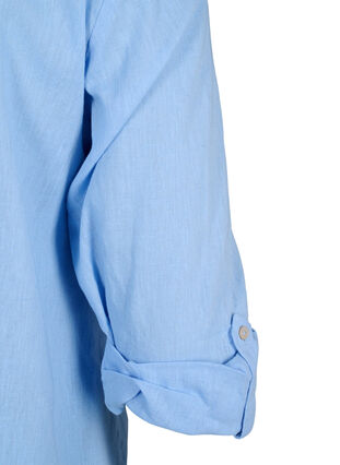 Zizzi Overhemdblouse van katoen-linnenmix met knoopsluiting, Serenity, Packshot image number 4
