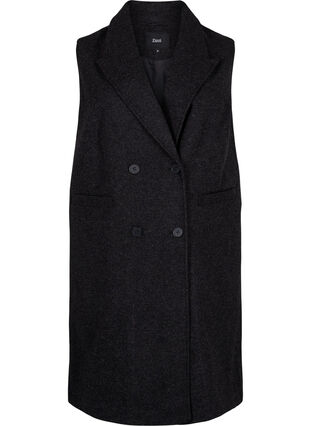 Zizzi Lang vest in wollen look, Dark Grey Melange, Packshot image number 0