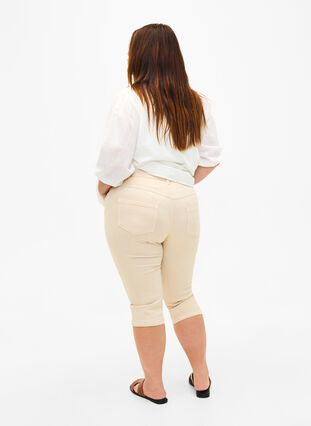 Zizzi Strakke Emily capri broek, Oatmeal, Model image number 1