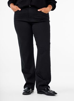 Zizzi  Gemma-jeans met hoge taille en rechte pasvorm, Black, Model image number 2