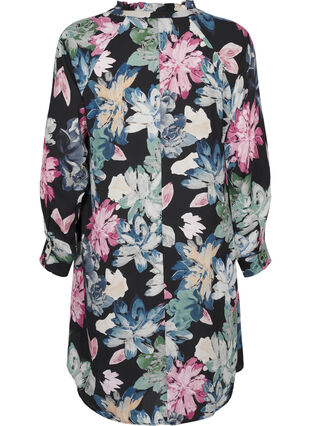 Zizzi Jurk met lange mouwen en bloemenprint, Rose Flower AOP, Packshot image number 1