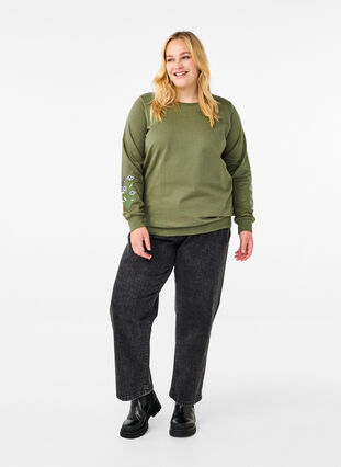 Zizzi Sweatshirt met geborduurde bloemen, D. L. Green W. emb., Model image number 2