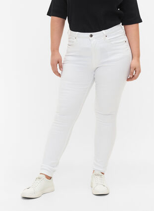 Zizzi Super slim Amy jeans met hoge taille, White, Model image number 2