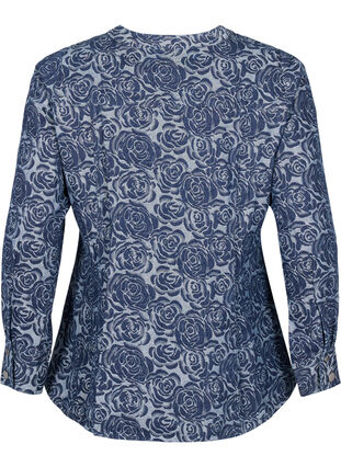 Zizzi Spijkerblouse met rozenpatroon, Denim Rose AOP, Packshot image number 1