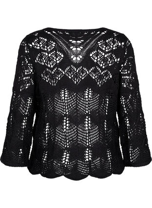 Zizzi Gebreide blouse met kantpatroon, Black, Packshot image number 1