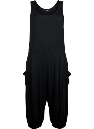 Zizzi Mouwloze jumpsuit met zakken, Black, Packshot image number 0
