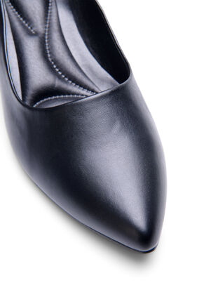 Zizzi Wide fit - Leren pump met spitse neus, Black, Packshot image number 3