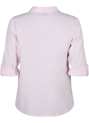 Zizzi Shirtblouse met knoopsluiting van katoen-linnenmix, Rosebloom White, Packshot image number 1