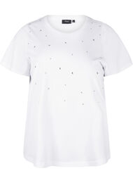 Katoenen T-shirt met strassteentjes, Bright White
