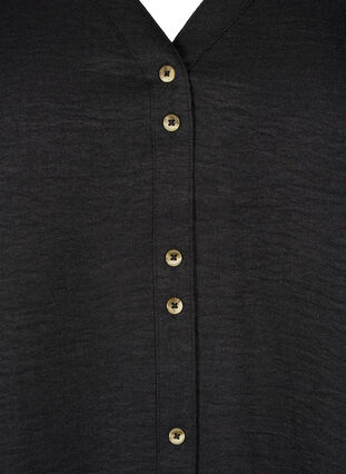 Zizzi Overhemd blouse met V-hals en korte mouwen, Black, Packshot image number 2