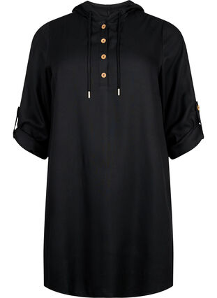 Zizzi Tuniek van viscose met capuchon, Black, Packshot image number 0