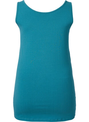 Zizzi Effen gekleurd basic top in katoen, Brittany Blue, Packshot image number 1
