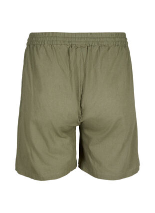 Zizzi Losse korte broek van katoenmix met linnen, Deep Lichen Green, Packshot image number 1