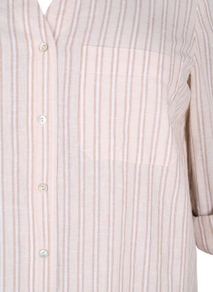 Zizzi Shirtblouse met knoopsluiting van katoen-linnenmix, Sandshell White, Packshot image number 2