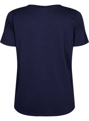 Zizzi Katoenen T-shirt met tekstmotief, Evening Blue w. 58, Packshot image number 1