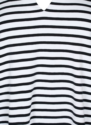 Zizzi Katoenen t-shirt met strepen en V-hals, B. White/Bl. Stripes, Packshot image number 2